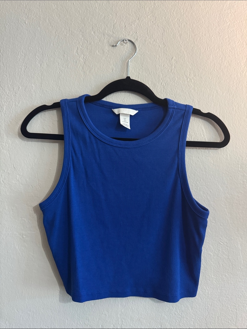 H&M Royal Blue Ribbed Crop Tank Top
